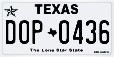 TX license plate DOP0436