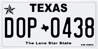 TX license plate DOP0438