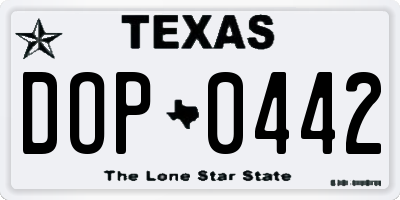 TX license plate DOP0442