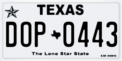 TX license plate DOP0443