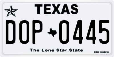 TX license plate DOP0445