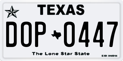 TX license plate DOP0447