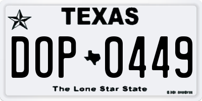 TX license plate DOP0449