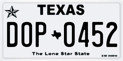 TX license plate DOP0452