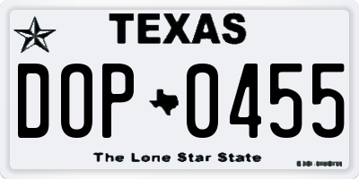 TX license plate DOP0455