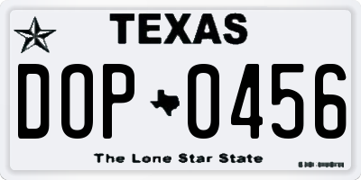 TX license plate DOP0456