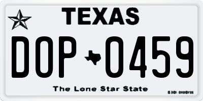 TX license plate DOP0459