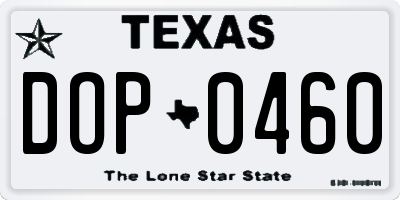 TX license plate DOP0460