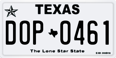 TX license plate DOP0461