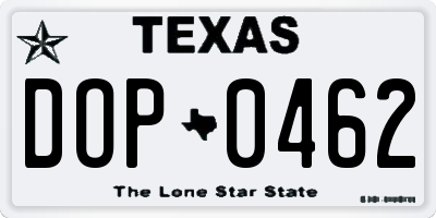 TX license plate DOP0462