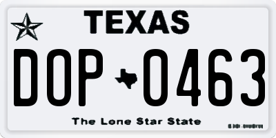 TX license plate DOP0463