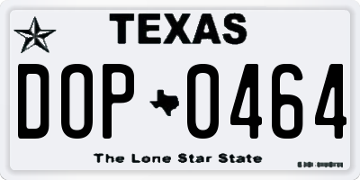 TX license plate DOP0464