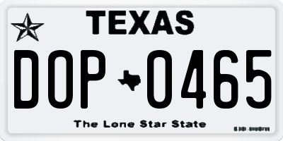 TX license plate DOP0465