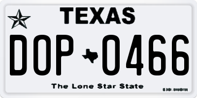 TX license plate DOP0466