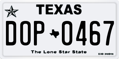 TX license plate DOP0467