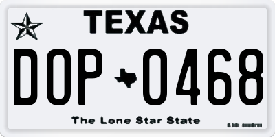 TX license plate DOP0468