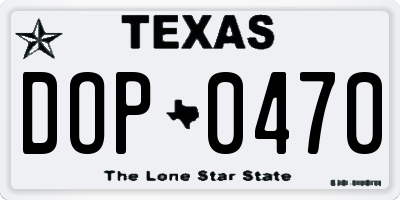 TX license plate DOP0470