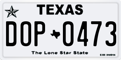 TX license plate DOP0473