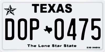 TX license plate DOP0475