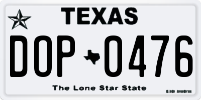 TX license plate DOP0476