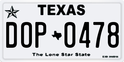 TX license plate DOP0478