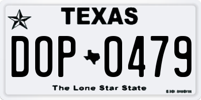 TX license plate DOP0479