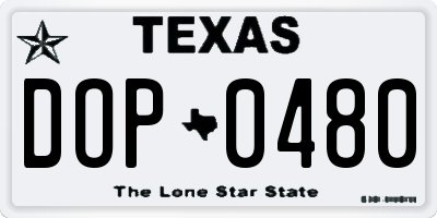 TX license plate DOP0480