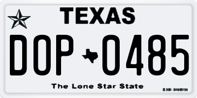 TX license plate DOP0485
