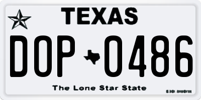 TX license plate DOP0486