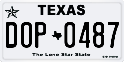TX license plate DOP0487
