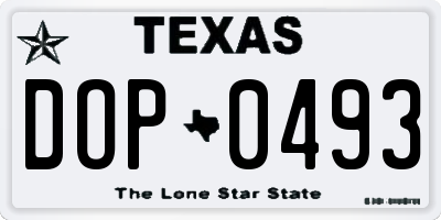 TX license plate DOP0493