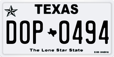 TX license plate DOP0494