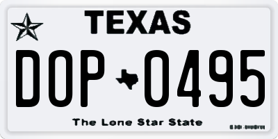 TX license plate DOP0495