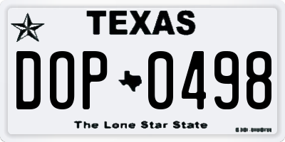 TX license plate DOP0498
