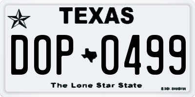 TX license plate DOP0499