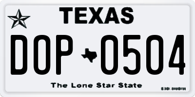 TX license plate DOP0504