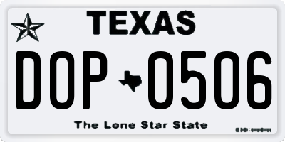 TX license plate DOP0506