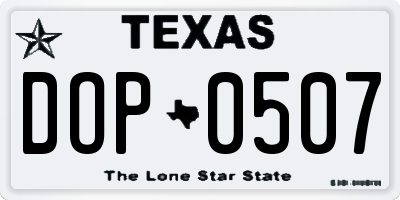 TX license plate DOP0507