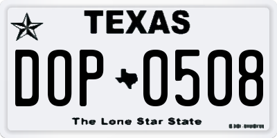 TX license plate DOP0508
