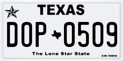 TX license plate DOP0509