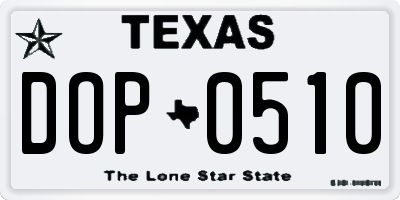 TX license plate DOP0510
