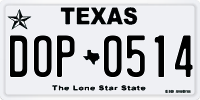 TX license plate DOP0514