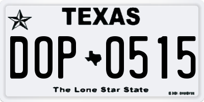 TX license plate DOP0515
