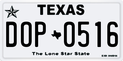TX license plate DOP0516