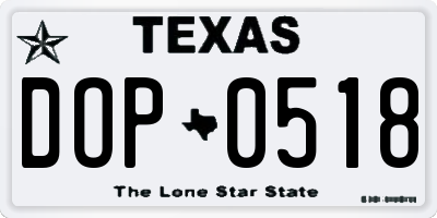 TX license plate DOP0518