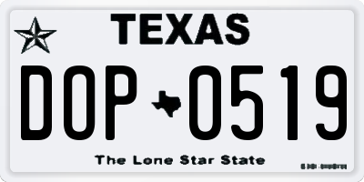 TX license plate DOP0519
