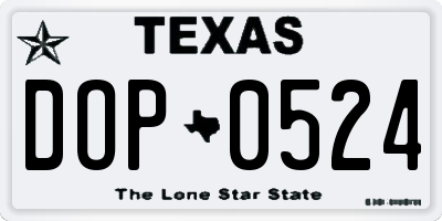 TX license plate DOP0524