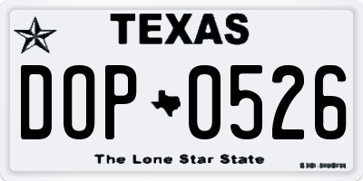 TX license plate DOP0526
