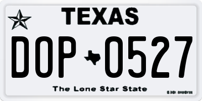 TX license plate DOP0527