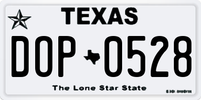TX license plate DOP0528